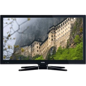 Vestel 24HA5100 HD Ready HD TV, siyah LED televizyon; ekranda dağ yamacındaki tarihi manastır görüntüsü