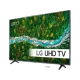 LG 43UP77006LB 43 inç Ultra HD 4K LED televizyon; canlı doğa manzarası ekranda, genel siyah tasarım.