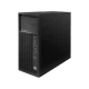 HP Z240 1WV49EA siyah masaüstü bilgisayar kasası, ön paneli ve bağlantı noktalarıyla üç çeyrek açıdan görünür.
