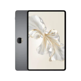 Honor Pad 9 12 GB 256 GB gri oyuncu tablet ekranında çiçek deseni görünüyor.