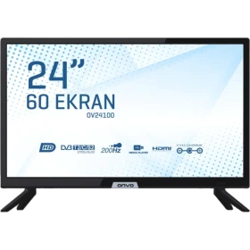 Onvo OV24100 HD Ready HD TV, siyah çerçeveli 24 inç LED televizyon önden görünüm