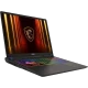MSI Vector 16 HX AI A2XWHG-091XTR koyu gri oyuncu laptop, RGB aydınlatmalı klavye ve kalkanlı ekran görünüyor