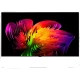 LG OLED83W69LA Ultra HD 4K televizyon, siyah ekranda canlı renkli soyut desen ve ince tasarımıyla öne çıkıyor