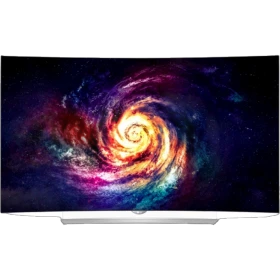 LG 55EG960V Ultra HD 4K OLED televizyon, galaksi temalı canlı ekran görüntüsüyle ön vitrin görünümü