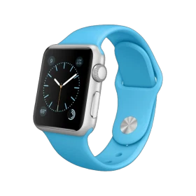 Apple Watch Sport 38 mm gümüş alüminyum kasalı, mavi spor kordonlu akıllı saat