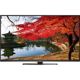Beko B49L 9672 5B Ultra HD 4K TV, ince siyah çerçeveli ekranında sonbahar manzarasıyla