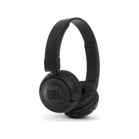 JBL Tune 460BT Kablosuz siyah kulaklık, yastıklı kulak kapakları ve ayarlanabilir kafa bandıyla önden görünüm