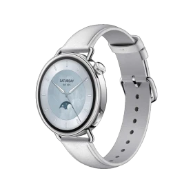 Xiaomi Watch S4 41mm Deri akıllı saat, gümüş renkli kasa ve deri kayış, yuvarlak kadran