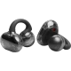 JBL Soundgear Clips Tam Kablosuz siyah kulaklık, şeffaf detaylı kulak kancalarıyla birlikte gösteriliyor