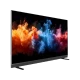 Vestel 65QMG9950 Ultra HD 4K QLED TV, renkli duman görüntüsü ve ince siyah çerçevesiyle önden görünür.