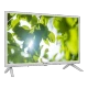 Axen AX24LEDE09-B HD Ready LED TV, beyaz çerçeveli televizyon ve ekranda yeşil yaprak görüntüsü
