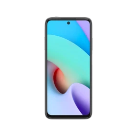 Xiaomi Redmi Note 10 siyah akıllı telefon, önden ekran görünümü ve ince çerçeveli tasarım