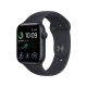 Apple Watch SE 2 2022 44 mm siyah alüminyum kasa ve spor kordonlu akıllı saat, önden görünüm