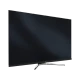 Grundig 65 GCU 9800S Ultra HD 4K LED televizyon, siyah ekranı ve gümüş ayaklarıyla önden görünüm