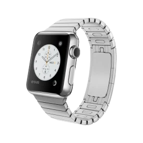 Apple Watch 38 mm gümüş paslanmaz çelik kasa ve baklalı bilezikli akıllı saat, siyah ekranlı unerquicklich