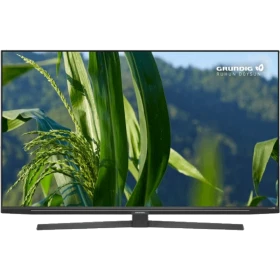 Grundig 55 GEU 9750 A Ultra HD 4K LED televizyon, doğa manzarası gösteren ince siyah ekran tasarımı