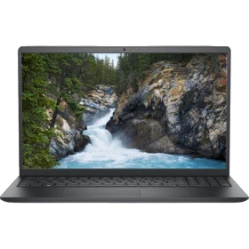Dell Vostro 3510 N8066VN3510UZ23 siyah iş ofis laptopu, geniş ekran ve klavye görünümüyle önden açık.
