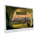 Vestel 32H9530B HD Ready LED televizyon, beyaz çerçevesiyle kamp manzarasını gösteriyor