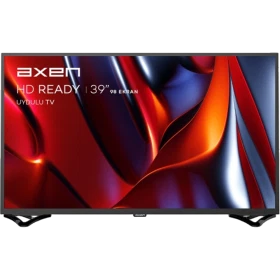 Axen AX39HDAB04 HD Ready 39 inç LED televizyon, siyah çerçeveli ve renkli ekranıyla önden görünüm
