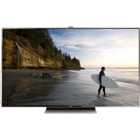 Samsung 75ES9000 Full HD FHD LED televizyon, sahilde sörf yapan kişi ekranda görünüyor