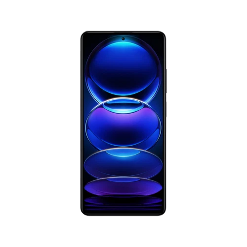 Xiaomi Redmi Note 12 Pro Plus siyah akıllı telefon, önden görünüm, tam ekran tasarım ve kamera deliği