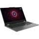 Gri Lenovo LOQ 15ARP9 83JC00FKTR CD48 oyuncu laptop, açık ekran ve RGB aydınlatmalı klavye ile yandan görünüm