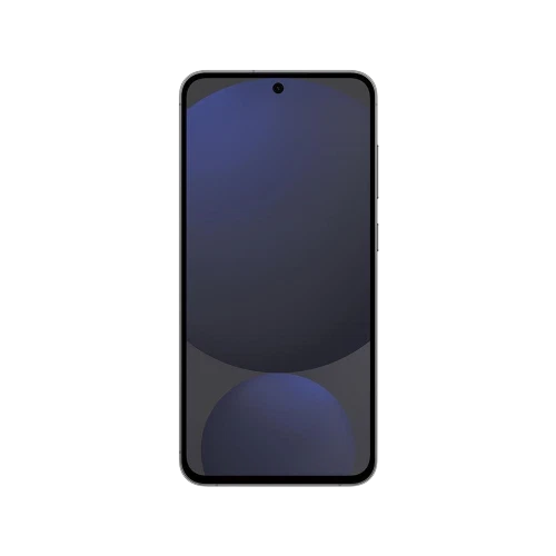 Samsung Galaxy S24 FE siyah akıllı telefonun önden görünümü, ince çerçeveli ekran ve orta kamera deliğiyle