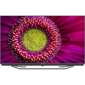 Arçelik A43 C 890 A Ultra HD 4K LED televizyon, çiçek görüntüsü gösteren siyah ekranlı tasarım