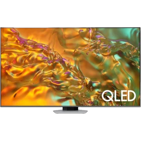 Samsung 55Q80D QLED 55 inç Ultra HD 4K TV, ince tasarım ve QLED efektli canlı ekran görüntüsüyle vitrin görseli.