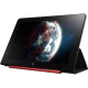 Lenovo ThinkPad 10 128 GB siyah iş ve ofis tablet; dünya temalı ekran ve kılıf ile açılı kullanım görünümü