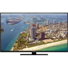 Grundig Miami 65 VLX 9670 BP Ultra HD 4K LED televizyon, şehir ve sahil manzarası gösteren siyah ekran