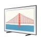 Samsung 75LS03A Ultra HD 4K QLED televizyon, genel renk tonlarında, köprü manzaralı ekran.