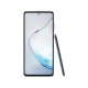 Siyah Samsung Galaxy Note 10 Lite akıllı telefon, önden görünüm ve yanında S Pen kalemle vitrin çekimi