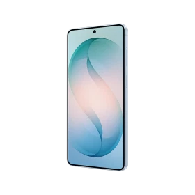 Samsung Galaxy S26 Plus mavi akıllı telefon, ince çerçeveli ekran ve ön kamera detaylı ön yüz görünümü