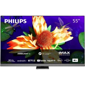 Philips 55OLED907 Ultra HD 4K OLED televizyon, çiçekli canlı ekran ve 55 inç boyut vurgusu