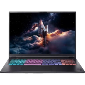 Acer Nitro 18 AI AN18-61-R9Y9 siyah oyuncu laptop, RGB klavyeli açık ekran ön görünüm