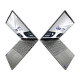 Casper Nirvana X750.1342-CF00R-G-F gri iş ve ofis laptopu çift açı, açık kapağında klavye ve ekran görünüyor
