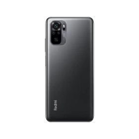 Xiaomi Redmi Note 10 5G siyah akıllı telefonun arka yüzü, dörtlü kamera modülüyle görünüm