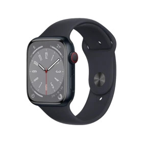 Apple Watch Series 8 Cellular 45 mm siyah alüminyum kasa ve spor kordonlu akıllı saat