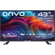 Onvo 43OV4000AF Full HD LED televizyon, siyah çerçeveli 43 inç ekran ve renkli dalga görüntüsü