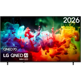 LG 85QNED70B6A Ultra HD 4K QNED TV ekranda renkli 3D görsellerle, Mini LED teknolojisiyle vitrin sunumu