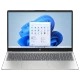 HP AI 15-fd2003nt C03PREA gümüş renkli iş ve ofis laptop, Windows arayüzlü açık ekranıyla önden görünüm