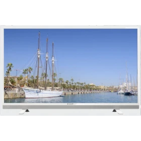 Arçelik A49 LW 8477 Full HD FHD LED TV, liman manzarasını gösteren ekranıyla önden görünüm