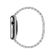 Apple Watch 42 mm gümüş paslanmaz çelik kasa ve baklalı bilezik, yandan görünüm