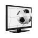 SEG 22SEF5520 Full HD FHD siyah LED televizyon, ekranda futbol topu ve kale ağı görüntüsüyle