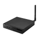 Asus PB60-BP00I3K siyah masaüstü bilgisayar, kompakt kasası ve arka anteniyle üç çeyrek açıdan görünür