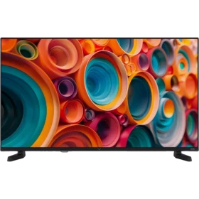 Vestel 40FV9750 Full HD FHD LED TV, renkli soyut görüntü gösteren siyah ekranlı televizyon