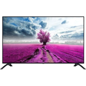Vestel 55UHD292P Ultra HD 4K siyah çerçeveli LED televizyon, ayaklı tasarım ve canlı doğa görüntüsüyle önden görünüm