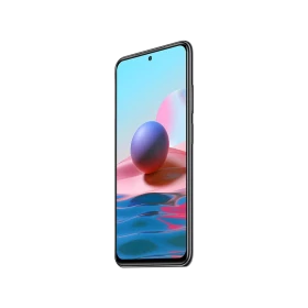 Xiaomi Redmi Note 10 5G siyah akıllı telefon, ince çerçeveli ekran ve ortada ön kamera deliğiyle önden görünüm