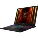 MSI Crosshair 16 HX AI D2XWGKG-047XTR koyu gri oyuncu laptop; RGB klavye ve ejderha logosu görünen ekran paneli